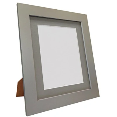 Image of Metro Light Grey Photo Picture Poster Frame with Dark Mount 12 x Image Size 10 inch
