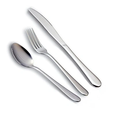 Image of HornTide 12 Piece Cutlery Flatware Sets Dinner Knife Fork Spoon 3 Place Setting Service for 4 Person Stainless Steel Mirror Polishing