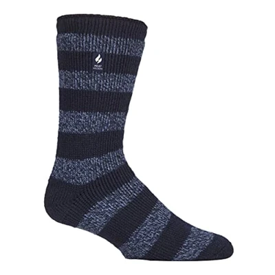 Image of HEAT HOLDERS Mens Extra Thick Thermal Socks for Winter Warm Fluffy Fleece Insulated Gifts Men (6 11, Navy/Denim (Palermo))