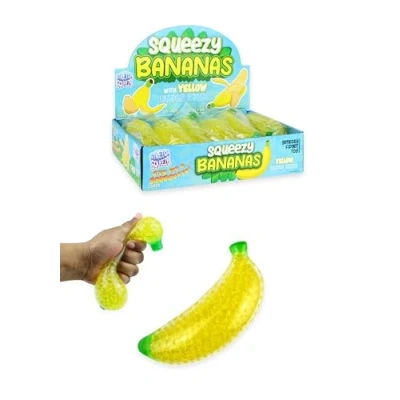 Image of Henbrandt 12 x Squeeze Banana Toy with Water Beads Sticky Gel Sensory Stress Relief for Kids and Adults Soft Squishy Fidget Ball Autism, ADHD, Anxiety, Anti