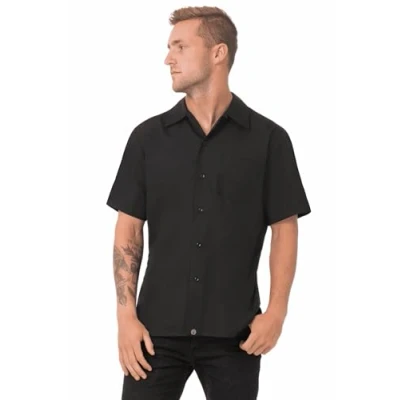 Image of Chef Works A913 L Cool Vent Chefs Shirt, Large, Black