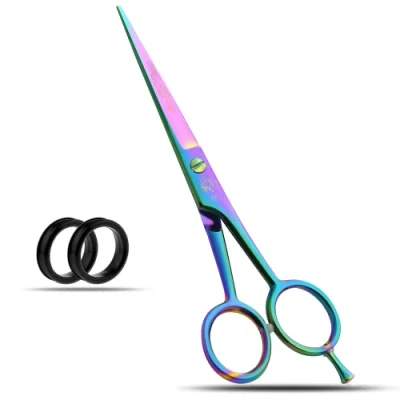 Image of Wishbeauty Hairdressing Barber Hair Scissor for Professional Hairdressers Barbers Stainless Steel Cutting Shears Salon Barbers, Men, Women, Children and Adults (Rainbow, 6 inches)