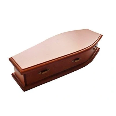 Image of Melody Jane Dolls House Walnut Coffin Miniature Church or Halloween Accessory