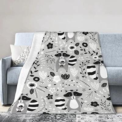 Image of Cute Raccoon Throw Blanket Super Soft Warm Bed Blankets for Couch Bedroom Sofa Office Car, All Season Cozy Flannel Plush Girls Boys Adults, 80&quot;X60&quot;