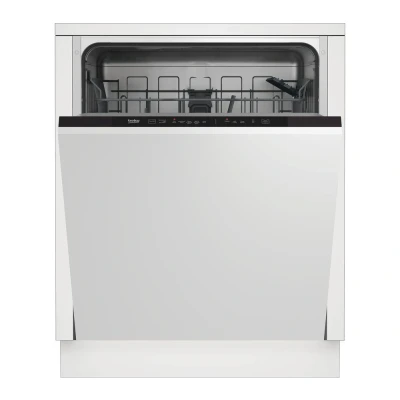 Image of Beko DIN15X20 Full size Integrated Dishwasher Black Control Panel 60 cm with 13 Place Setting x30 Minute Quick Wash Technology