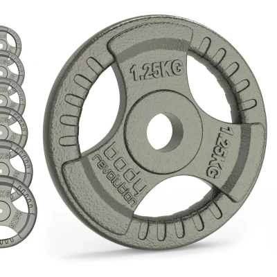 Image of Body Revolution Weight Plates Solid Cast Iron Tri Grip Barbell 1 Sets for Lifting and Strength Training Gym Equipment Women Men 1.25kg 25kg