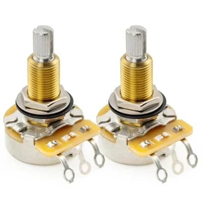 Image of CTS 450 Series A500K Split Long Shaft Guitar Pots Audio Taper Potentiometers for USA Electric and Bass, 10% Tolerance (Set of 2)