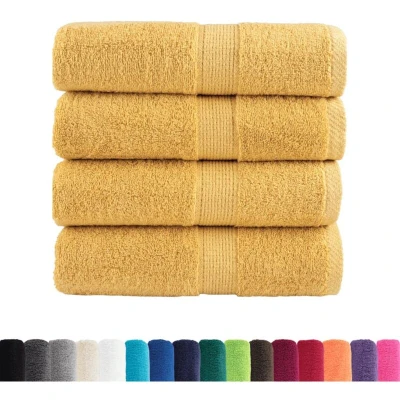 Image of vidaXL Premium Guest Towels SOLUND 4pcs Gold 30x50cm 600gsm