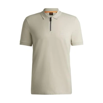Image of BOSS Passerzip Half Zip Polo Shirt Ecru Beige Off White size XL