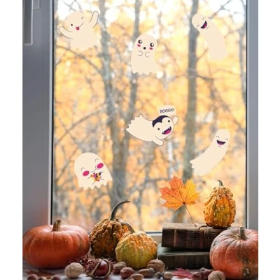Image of QuoteMyWall Cute mini Ghosts Halloween Window Stickers Decorations Decor Flying Trick Or Treat