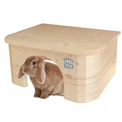 Image of Resch No16 Rabbit bungalow Natural solid wood made of spruce / Rounded design, with an extra large entrance