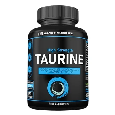 Image of Taurine Supplement 1500mg Capsules Per Serving Added Magnesium Glycinate, Vitamin B6, B3 and D3 120 High Strength (2 Serving)