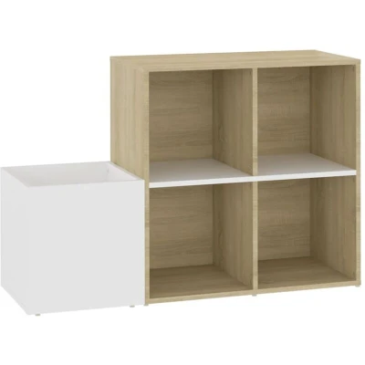 Image of vidaXL Hall Shoe Cabinet White and Sonoma Oak 105x35.5x70 cm Engineered Wood