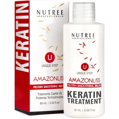 Image of Brazilian Keratin Hair Treatment One Step Protein Formaldehyde Free Natural Ingredients AÇAI Smooths, Strengthens, Moisturizers, Adds Shine, Reduces Frizz (One 60 ml)