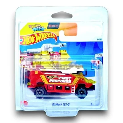 Image of Hot Wheels Runway Res Q (Red Let&#039;s Race) 3/10 HW First Response 2024 9/250 (Short Card) COMES IN A GENUINE KLAS CAR KEEPER PROTECTOR CASE HTC88