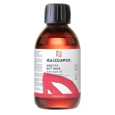 Image of Naissance &#039;Knotty But Nice&#039; Massage Oil 250ml, 100% Blend of Grapeseed with Ylang Ylang, Patchouli, Clary Sage, Orange, Grapefruit, Frankincense, Black Pepper Essential Oils