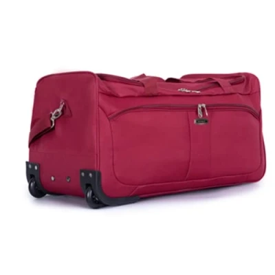 Image of Unisex Wheeled Holdall Duffle Bag Water Resistant PU Base Retractable Trolley Handle Strong Tough Travel Bag, 1,000 Denier Polyester (Burgundy, 24&quot; 62.5 x 32.5 33.5 cm / 62.4L)