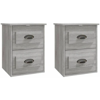 Image of vidaXL Wall mounted Bedside Cabinets 2 pcs Grey Sonoma 41.5x36x53cm