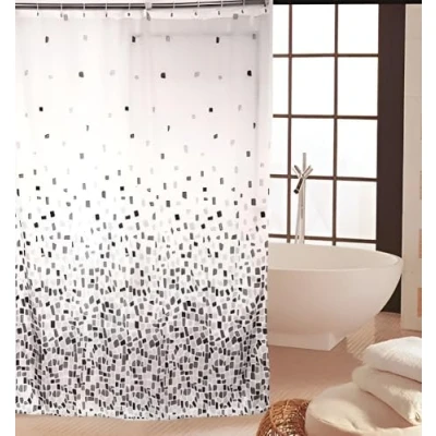 Image of KAV Hihj Quality Polyester Fabric Shower Mould and Mildew Resistant Curtain 180 x cm (71 71 Inch) Tiles Patterned (Choose Colour from Drop Down menu) (Grey Mosaic, 1), Measures
