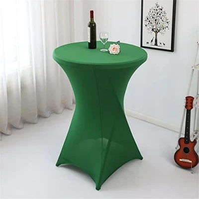 Image of Highdi Washable Cocktail Tablecloth, Spandex Poseur Table Stretch Stretchable Cover for Wedding, Party, Birthday Parties, Home &amp; Event Decoration (Emerald,60x110cm)