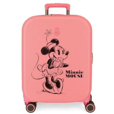 Image of Disney Minnie Happiness Pink Cabin Suitcase 40x55x20 cm Rigid ABS Integrated TSA Closure 37L 3.22 kgs 4 Double Wheels Hand Luggage