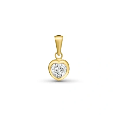 Image of Amberta Allure Women 9ct Gold Pendant with Cubic Zirconia: Solitaire Heart CZ