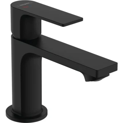 Image of Hansgrohe Rebris E Basin Mixer Tap 80 Energy Saving with Pop Up Waste Set, Matt Black, 72553670