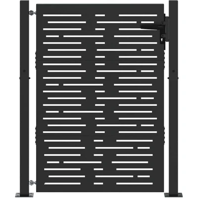Image of Garden Gate with Lock Black 105 x 150 cm Powder coated steel Vidaxl