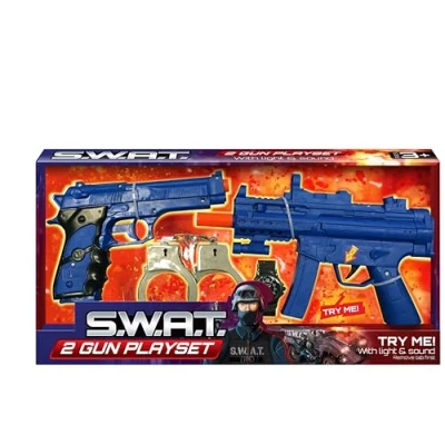 Image of KandyToys S.W.A.T Kid Police Set Includes Toy Machine Gun, Pistol, Handcuffs &amp; Watch Gun Toys