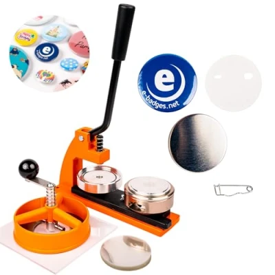 Image of Ebadges 58mm UK Made Professional Metal Badge Maker Making Kit with 500 Badges Machine Circle Cutter Interchangeable Dies Available Make Your Own