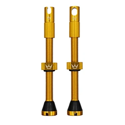 Image of Peaty&#039;s X Chris King MK2 Tubeless Valves Presta Integrated Spoke Key &amp; Valve Core Removal Caps, Mountain Bike, Road Gravel Bicycle Tyre, Insert Compatible, 7075 Aluminium 60mm, Gold