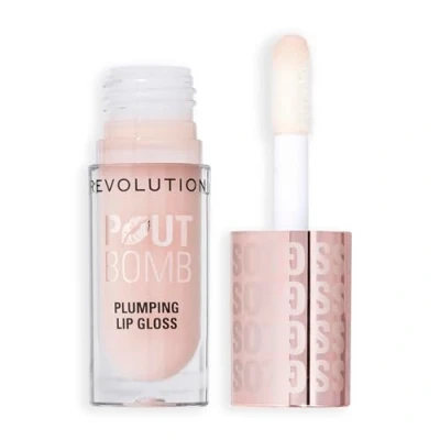 Image of Revolution Beauty, Pout Bomb Plumping Lip Gloss, High Shine for Glossy, Fuller &amp; Plump Lips with Hyaluronic Acid Peptides, Vegan Cruelty Free, Sheer Milky Nude