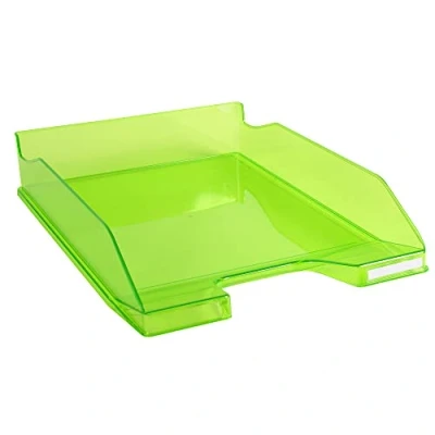 Image of Exacompta Ref 113297D Linicolor Letter Tray Combo Midi 347 x 255 65mm in Size, Holds Up To 500 Sheets, Suitable for A4 Documents Apple Green Transparent Glossy