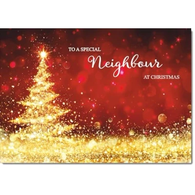 Image of doodlecards Neighbour Christmas Card Gold Abstract ChristmasTree Medium Size for with Plain Envelope