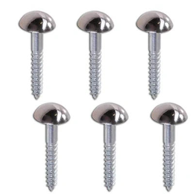 Image of 6X Chrome Domed Cap Mirror Screws 8mm x 1.25&quot;