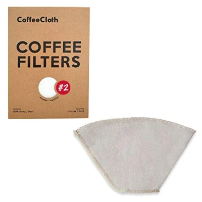 Image of Earthtopia 3 Pack Reusable Cloth Coffee Filters 100% Hemp Eco Friendly Pour Over Filter Bags Permanent (No. 2 or 102)