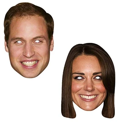 Image of SHATCHI William and Kate Celebrity Face Masks Royal Family Couple Event Street Fancy Dress Party Stag Do Hen Night, Multi
