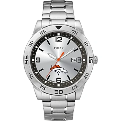 Image of Timex x NFL Men&#039;s Citation Broncos Silver Analog Watch