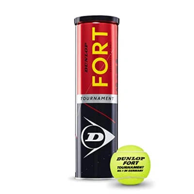 Image of Dunlop Tennis Ball Fort Tournament for Clay, Hard Court and Grass (1 x 4 Tin), Yellow