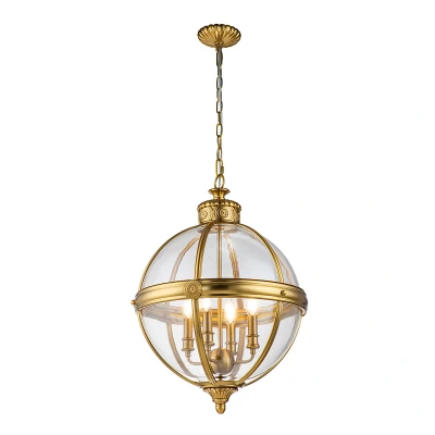 Image of Feiss Adams Spherical Pendant Ceiling Light Burnished Brass