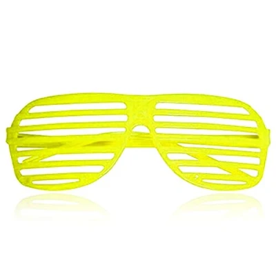 Image of Lizzy 80&#039;S NEON SHUTTER SHADES Glasses Retro Sunglasses Clubbing Night Out Party (Yellow)