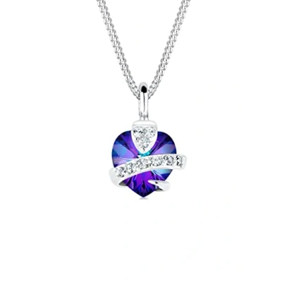 Image of Elli Necklace Crystal Heart Purple 925 Sterling Silver