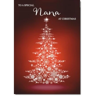 Image of doodlecards Nana Christmas Card Snowflake Tree Large A4 Size for with Plain Envelope