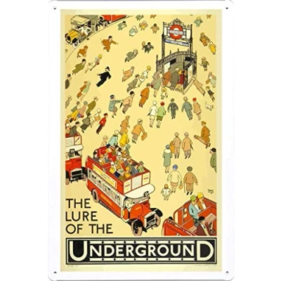 Image of DOGT Metal Tin Sign 8x12 inches Nature of Retro Vintage Travel Poster London Underground