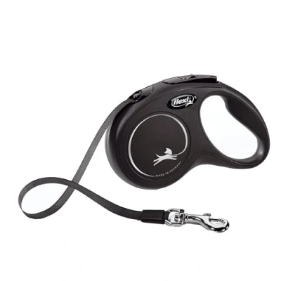 Image of Flexi New Classic Tape Black Small 5m Retractable Dog Leash/Lead for dogs up to 15kgs/33lbs