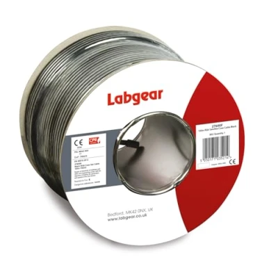 Image of Labgear Black Single 1mm CCS 75Ohm RG6 Digital Satellite Aerial Cable With Foam Filled PE Aluminium Foil &amp; Copper Braid 27600F/27615F 100 Meter