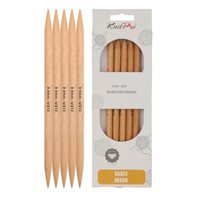 Image of KnitPro KP35125 20 cm x 9 mm Basix Double Pointed Needles, Birch, Brown
