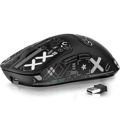 Image of ATTACK SHARK X3 49g SUPERLIGHT Mouse with Tape, PixArt PAW3395 Gaming Sensor, BT/2.4G Wireless/Wired Mouse, 6 Adjustable DPI 26000, 200 Hrs Battery, Office Mice for Win11/Xbox/PS/Mac (Black)