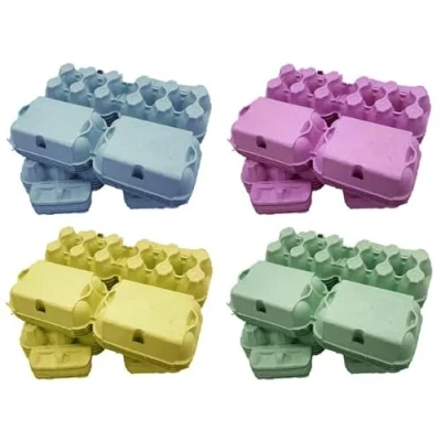 Image of HAPPY CHICKENS 64 X New 1/2 DOZ 4 Mixed Colours &#039;Flat TOP&#039; Egg Boxes for MED Large Eggs