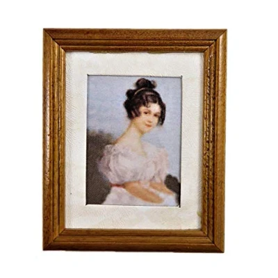 Image of Melody Jane Dolls House Edwardian Lady Picture Painting Walnut Frame Miniature Accessory